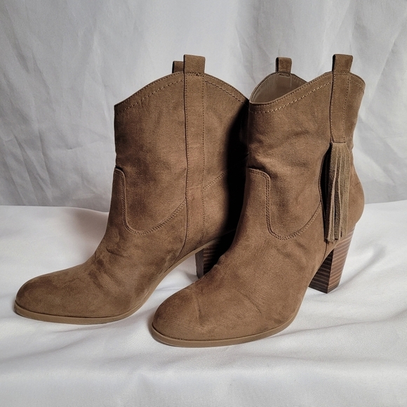 Nine West Inwood Leather Tan Ankle Boots Women's Size 10M Fringe - Picture 10 of 13